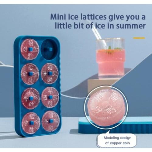 Ice Tray Ice Cream Maker Silicone IceCube Mold Coin Shape Ice Mould With Lids For Freezer Drinks Whiskey Cocktail Kitchen Tools