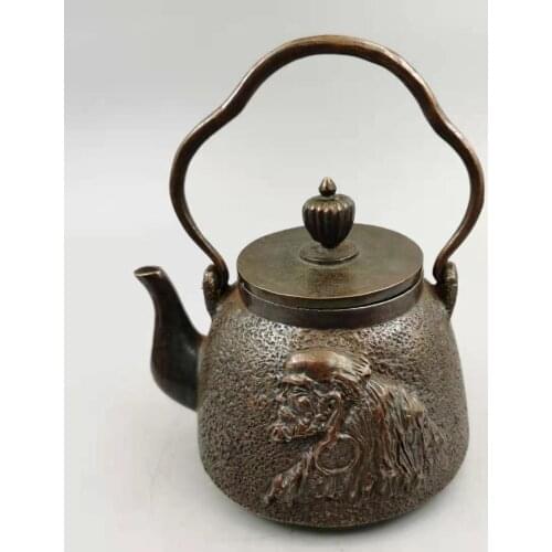 Old Chinese High-quality copper backflow incense pot statue