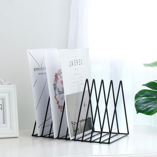 Rack Stationery Organizer Holder Nordic Triangle Simple Wrought Shelf File Magazine Bookend Office Iron Desktop Storage Rack