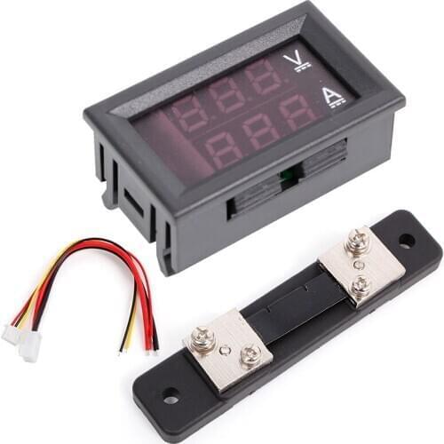 0-100V/50A Red Blue Digital Voltmeter Ammeter 2in1 DC Volt Amp Meter W/ Shunt
