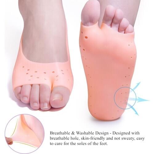 1 pair Soft Silicone Moisturizing Gel Socks For Foot Care Protector Relieve Dry Cracked Peeling Heels Shoes Insole Pedicure