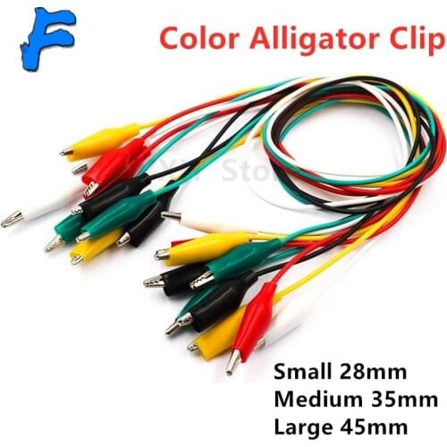 10pcs Color Alligator Clip electric DIY small battery power cord sheath electric clamp double head test clamp.28mm35mm45mm 50cm