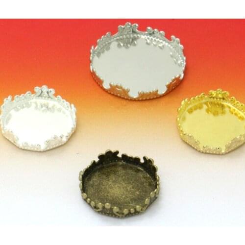 10Pieces Inner 25mmCrown Edge Paste Blank Jewelry Setting Tray for Cameo Cabochons Diy Jewelry Fittings