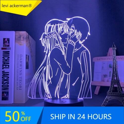 3d Anime Lamp Sword Art Online for Bedroom Decor Bedside Nightlight Birthday Gifts for Women Men Konosuba Manga Led Night Light