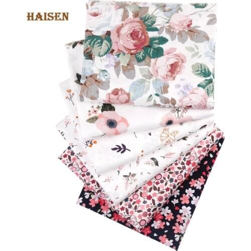 6pcs/Lot Pink Floral Series Twill Cotton Fabric,Patchwork Cloth,DIY Sewing Quilting Fat Quarters Material For Baby&Child 40x50cm