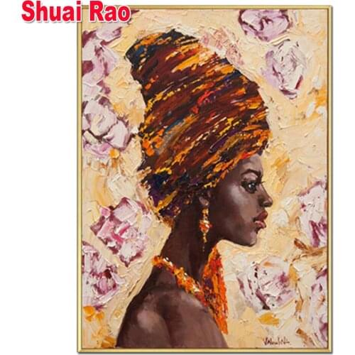 African Woman Diamond embroidery 5d diy diamond painting Portrait full square drill mosaic picture of rhinestones Decor home art