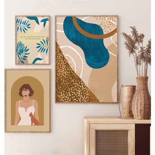 Boho Plants Inspirational Quotes Woman Abstract Poster and Print Canvas Painting Wall Art Pictures For Living Room Bedroom Decor