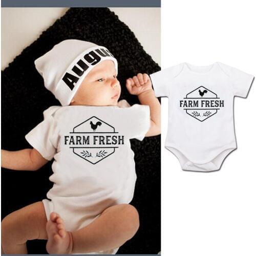 DERMSPE 2019 Summer Newborn Baby Boys Girls Cotton Short Sleeve Letter Cute Rabbit Picture Romper Jumpsuit Baby Clothes White