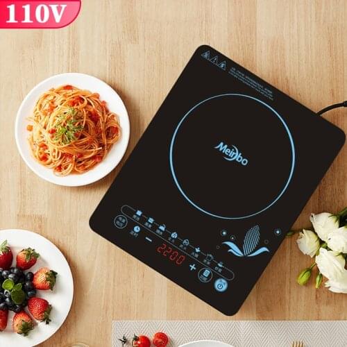 110v 220 Electric Touch Control Induction Cooker Electromagnetic Oven Hot Pot Heating Stove Adjustable Mode Household 2200W