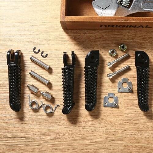 2 Pairs Aluminum Motorcycle Front & Rear Footrests Foot Pegs Set for Yamaha YZF R1 1998-2014 YZF R6 1999-2012 YZF R6S 2003-2008