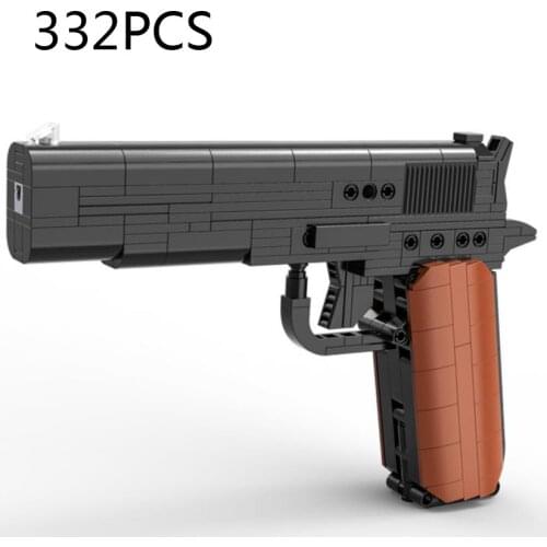 Modern military weapon gun building block United States M1911 pistol assemble toys with shooting plastic Bullet collection