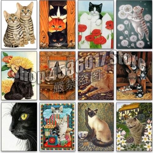 Cats 5d Diy Diamond Painting Cross Stitch Embroidery Diamond Mosaic Animals Paintings Full Square Rhinestone Gifts Wall Stickers