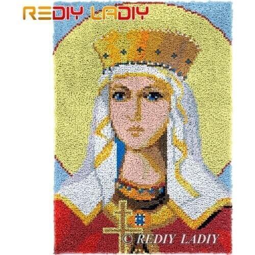 Latch Hook Rug Saint Icon B Plush Wall Tapestry Kits DIY Carpet Rug Chunky Yarn Cushion Arts & Crafts Crochet Floor Mat 61*88cm