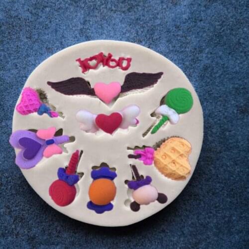 Wings Love Lollipop Chocolate Cake mold DIY Silicone Fondant Baking Tools Cake Decorating Tools A230