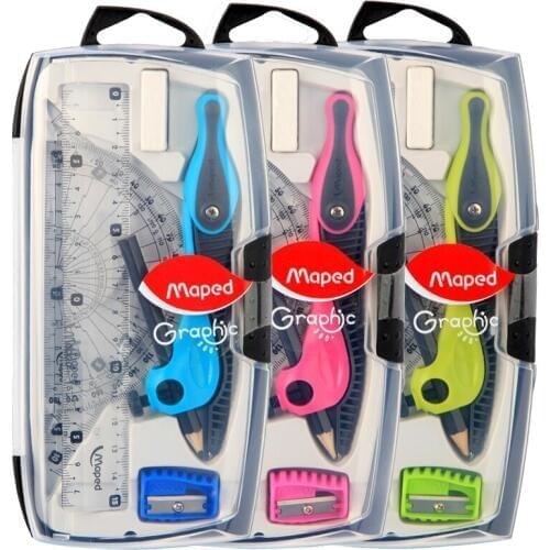 Maped Curve 360 degree compassette stationery student round gauge protractor CH519118