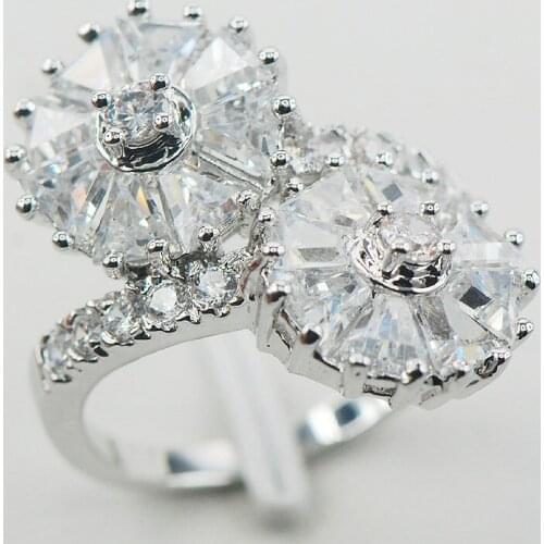 Micropave White Crystal Zircon 925 Sterling Silver Ring Size 6 7 8 9 10 11 A18