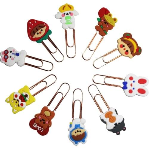 Cartoon Cute Soft rubber metal Paper Clips Clamps Paper Document Bookmark For Office School Family Use