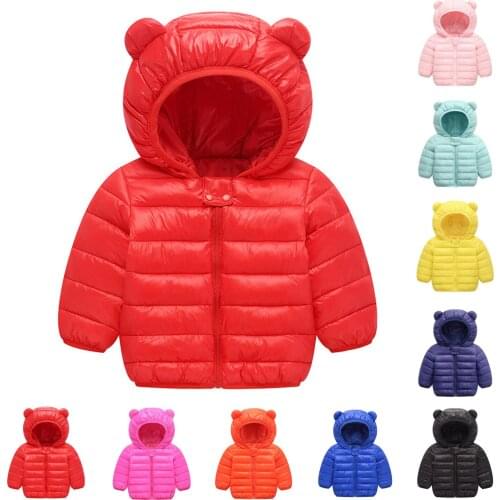 Fashion Toddler Infant Kids Baby Boys Girls Long Sleeve Solid Colors Hooded Winter Jacket Zipper Down Coats Hoodie Clothes#g4