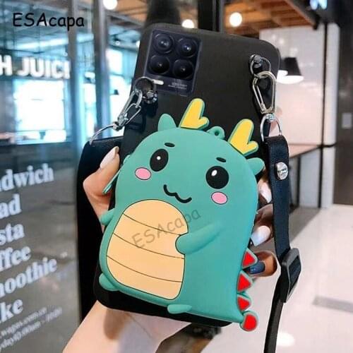Cartoon Wallet Coin Bag Case For OPPO Realme 8 Pro V15 5G V11 Crossbody Necklace Lanyard Silicone Phone Case For Realme 7 Pro 7i