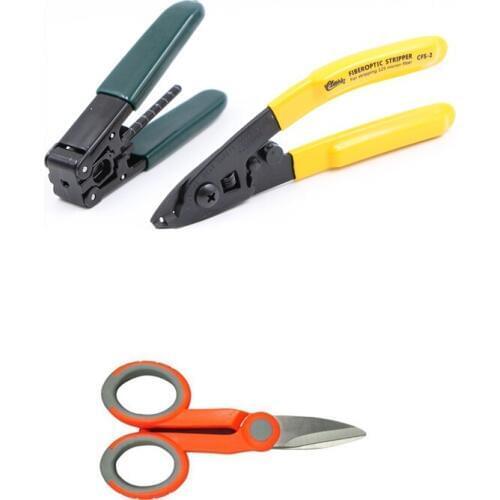 3in1 Fiber Optic Tool Kit with CFS-2 Dual-port Miller wire stripping pliers+ Rubber-insulated wire stripping plier+Kevlar sciss