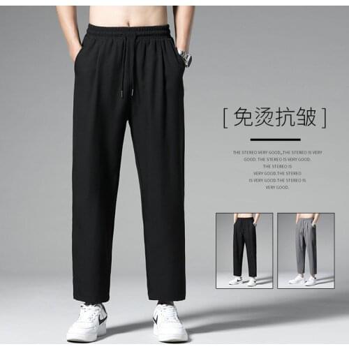 2021 Mens Pants Thin Summer New Trend Sports Loose Ice Straight Casual College Listing FashionWomens Movement Breathable Black
