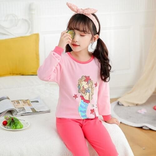 New Winter Cartoon Boys Girl Pajamas Sets Animal Cotton Sleepwear Pyjamas Kids Baby Clothes Children Long Sleeved Pijama Suits