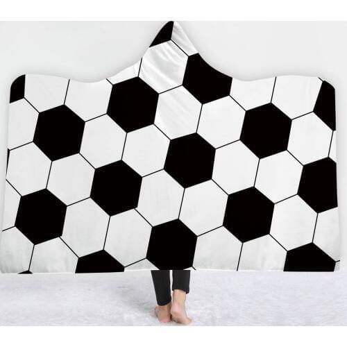 Football pattern Blanket keep Warm soft comfortable sofa blanket with hat black white simple style blanket sell well