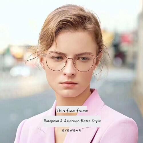 Optical Women Cat Eye Alloy Glasses Frame Female Prescription Eyeglasses Myopia Optical Frame Cateye Eyewear Rose Golden
