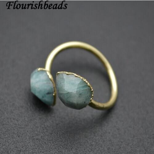 Wholesale Double Faceted Water Drop Amazonite Stones Circle Rings Party Jewelry