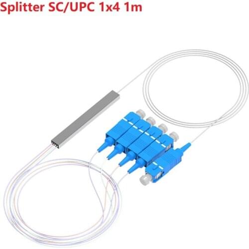 FTTH 1 X 4 SC/UPC Fiber Opitc Splitter SC/UPC Fiber Optical PLC Splitter 0.9mm SC/UPC Mini steel tube type 1x4 Connec