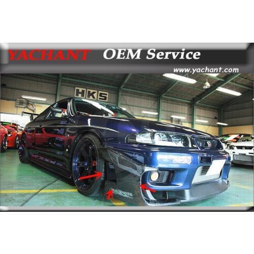 FRP Fiber Glass / Carbon Front Bumper Canard Fit For 1995-1998 Skyline R33 GTR Front Bumper GD Style Stingray Canards