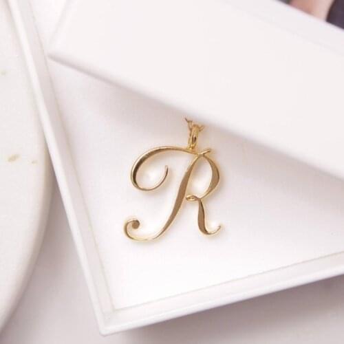 Gift Cursive America English word Letter R Family name sign pendant chain Necklace tiny USA alphabet Initial Letter mom jewelry