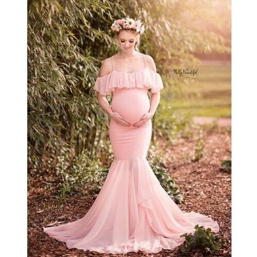 Maternity Photography Props Dresses For Pregnant Women Clothes Off Shoulder Maternity Dresses For Photo Shoot Pregnancy Dresses