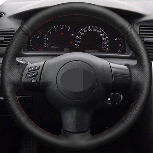 DIY Black Faux Leather Car Steering Wheel Cover For Toyota Corolla Caldina RAV4 Wish Scion tC xA xB 2003 2004 2005-2010