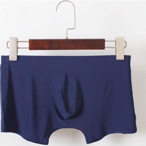 Sexy Men Underwear Ice Silk Seamless Boxer Shorts Man Solid Low Waist U Convex Pouch Underpants cueca ropa interior hombre M-XXL