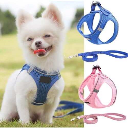Miflame Large Dog Harness Reflective Dog Collar For Pet Accessories Pomeranian Dachshund Collar Breathable Pet Collar With Leash