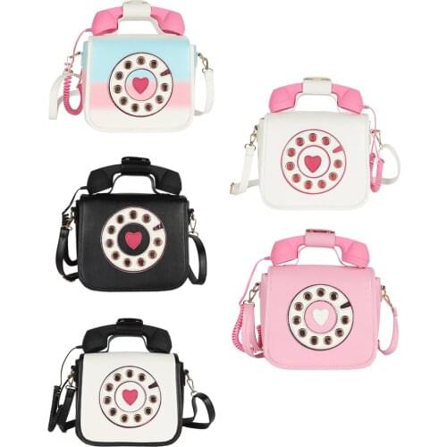 Telephone Shaped Crossbody Bag, Women Girl Fashion Retro Cartoon Purse Adjustable Strap Shoulder Bag