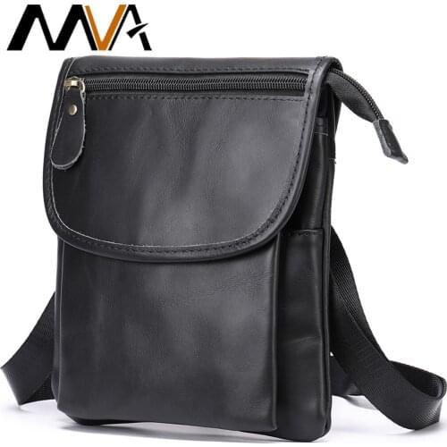 MVA Genuine Leather Shoulder Bag Men’s Retro Leather Messenger Bag For 7.9 inch Ipad Casual Crossbody Man Handbag Men Side Bags