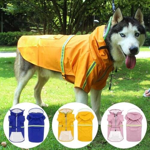 Pet Dog Waterproof Raincoat Jumpsuit Reflective Rain Coat Samoyed Labrador Dog Outdoor Clothes Jacket for Small Large Dogs