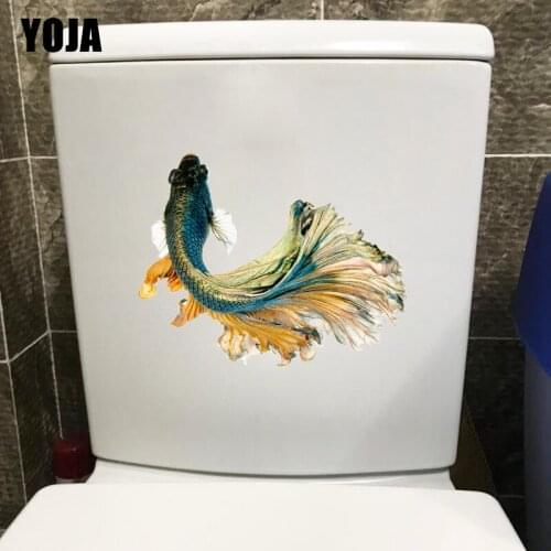 YOJA 16.3×24CM Siamese Fighting Fish Fashion Bathroom Toilet Decals Home Living Room Wall Stickers T1-3209