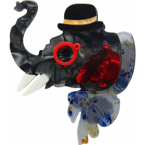 FishPeach Large Elephant Brooch Texture Acrylic Brooches For Women Children Scarf Bag Corsage Pins Animal Jewelry Accessories