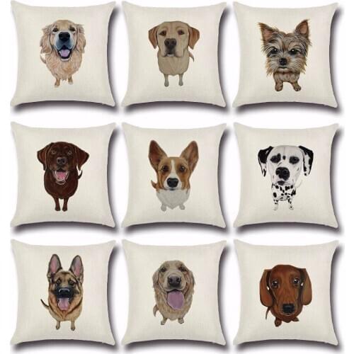1PC Cushion Cover White and Black Dog Dachshund Cotton Linen Cushion Euro Pillow Covers Home Decor Pillows 18x18 inch OU 016