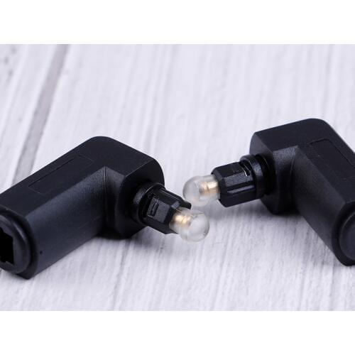 2pcs 90 Degree Digital Optical Audio Cable Adapter Male to Female Right Angle 360 Rotates For Toslink Optical Cable TV Adapter