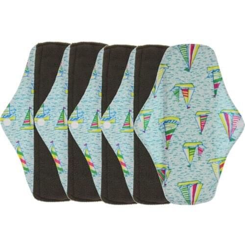 5pcs Reusable Sanitary Menstrual Pads Feminine Hygiene Care Period Cloth Pads Waterproof Charcoal Bamboo Panty Liner