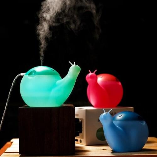 550ML Mini Snail Air Humidifier DC5V USB Water Diffuser Night Light Water Sprayer Household Ultrasonic Air Humidifier