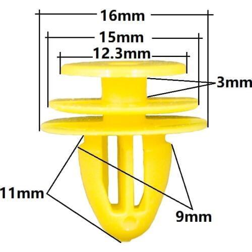 9mm Hole Plastic Rivet Auto Interior Door Card Trim Panel Retainers Clips Fasteners Yellow For Kia Hyundai Car Body