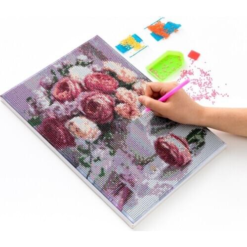 Framed Diamond Painting Full Round Drill Flower Wall Decoration Rhinestone Embroidery Mosaic 5D Handmade Craft Needlework