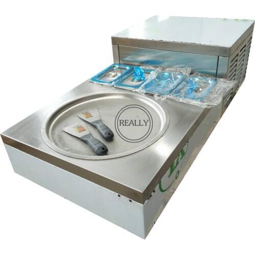 Free Shipping single round pan fried ice cream machine; frying ice cream machine; ice roll machine with working table