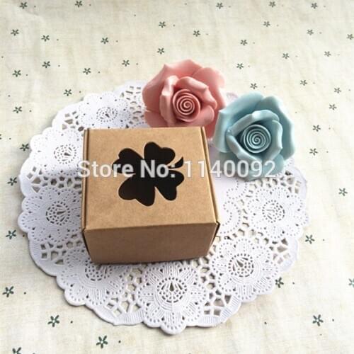 Free shipping 5.8x5.8x3.2cm kraft paper packing box/lovely jewelry case with openings/cute candy box/50pcs a lot