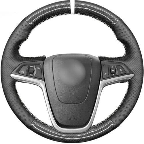 Steering Wheel Cover for Opel Mokka 2013-2016 Insignia 2009-2013 Astra J 2010-2015 Meriva Black Leather Carbon Fiber
